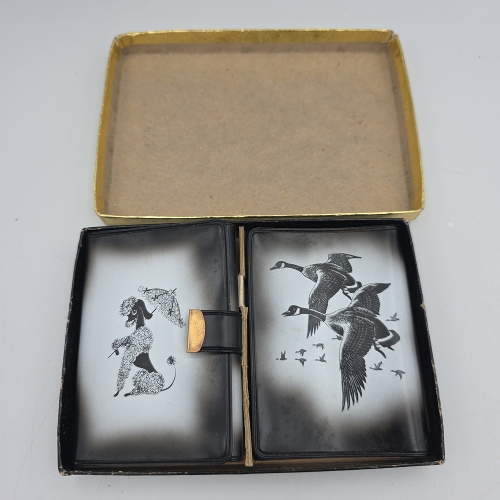Vintage Geese Flying Vinyl Check Book Holder Travel Wallet Organizer Lot Of 2